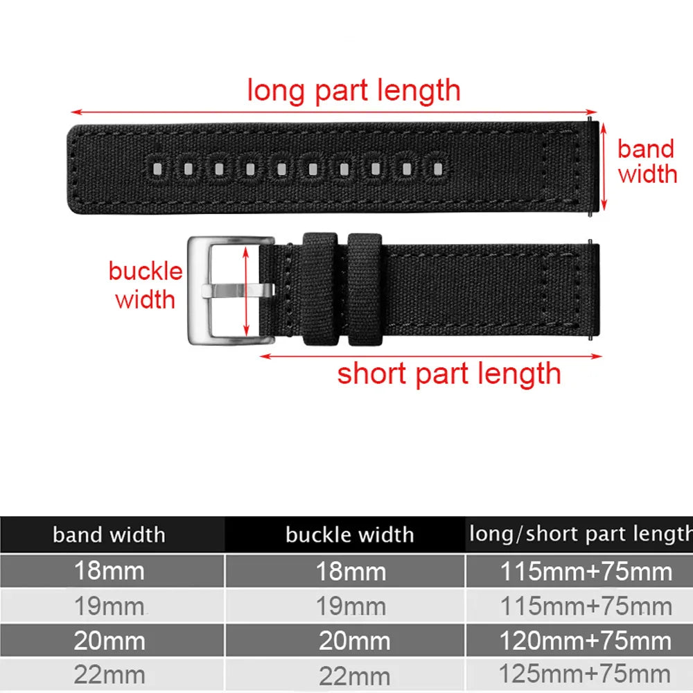 Men's Military Nylon Watch Strap for Seiko for Omega Bracelet Quick Release Universal Canvas Smart Watchband 18mm 19mm 20mm 22mm