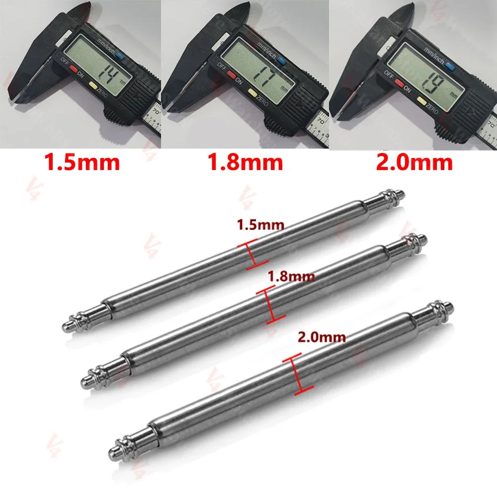 20pcs 1.5/1.8/2.0/2.5mm Diameter Watch Band Pins 16/18/20/22/24mm Spring Pin Watch Repair Tool Metal Steel Spring Bars Link Pins