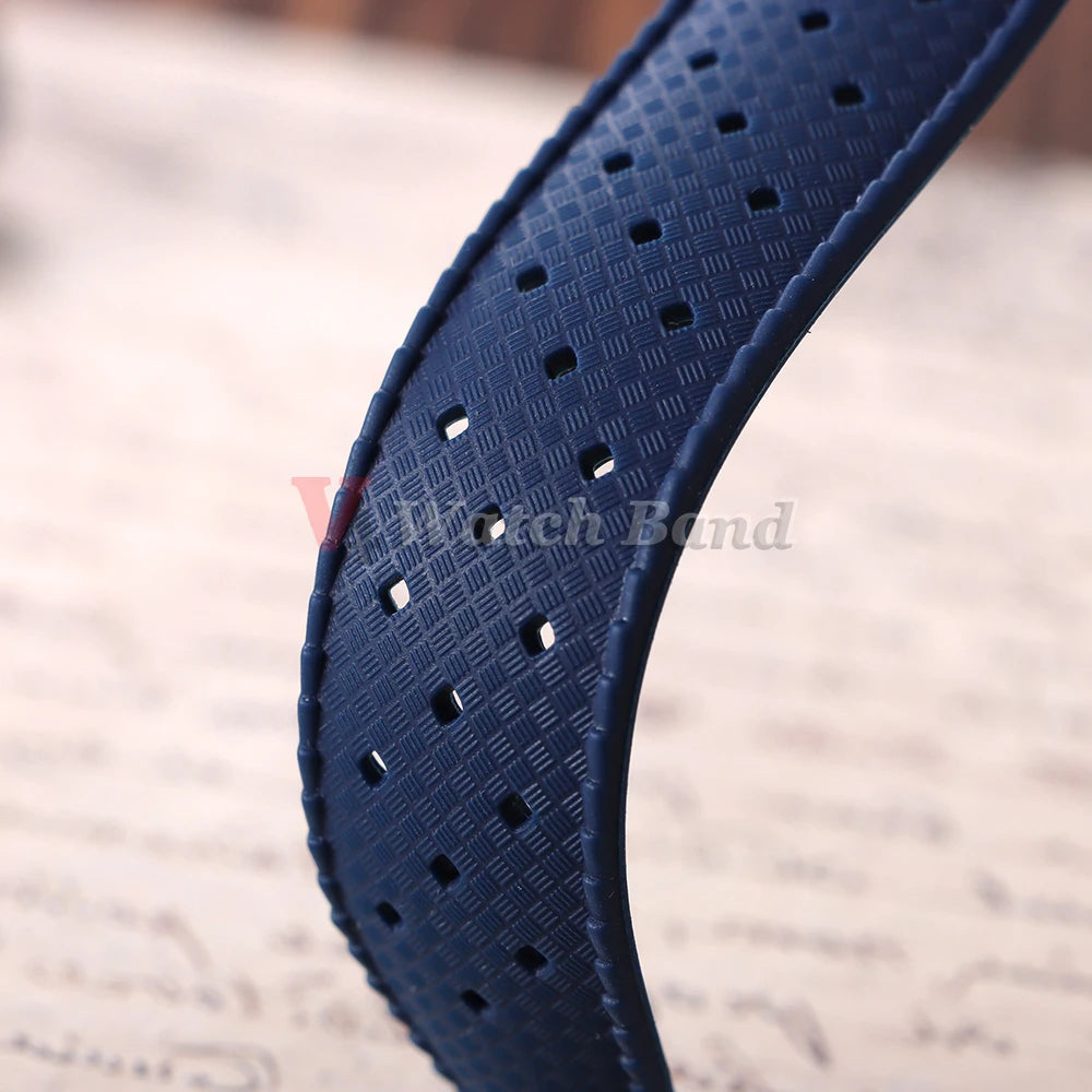 Premium Grade Tropical Rubber Watch Strap 20mm 22mm for Seiko SRP7J1 Watch Bands Diving Waterproof Strap Flat Universal Bands