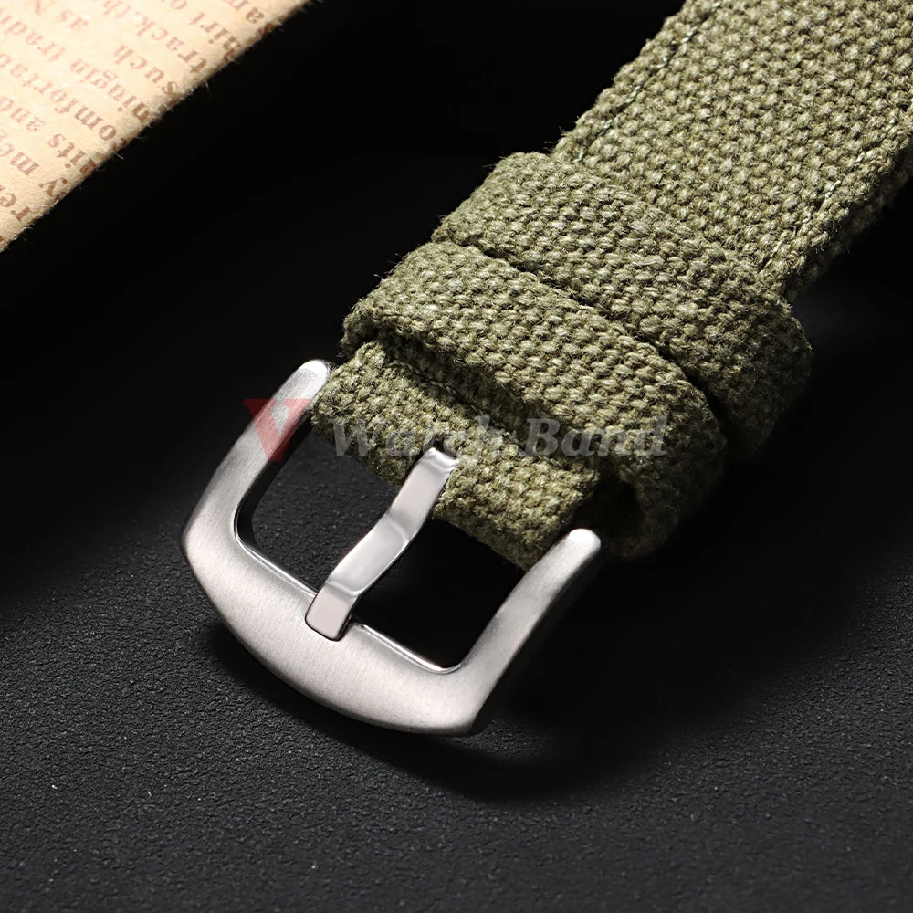 Canvas Nylon Watch Strap 20mm 22mm 24mm for Panerai for Omega Army Green Men Women Watch Bracelet Steel Hole Military Watchband
