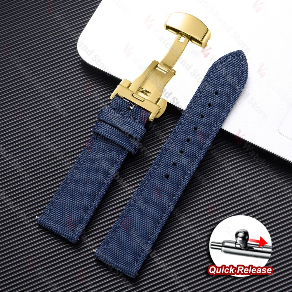 Sailcloth Strap 20mm 22mm for Rolex Nylon Watch Band for Seiko Men Sport Business Quick Release Green Butterfly Buckle Wristband