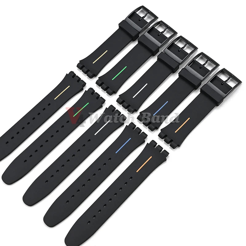 16mm 17mm 19mm 20mm Soft Silicone Watch Band for Swatch Rubber Strap Sports Replacement Wrist Bracelet Men Women Accessories