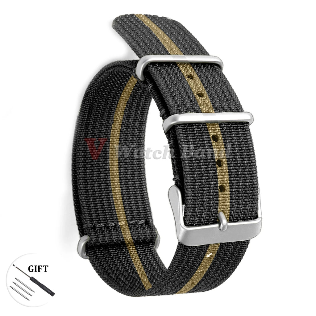 20mm 22mm Nylon Watchband for Seiko Military Braid Ribbed Men Sport Bracelet for Huawei Gt2/3 Strap for Samsung Galaxy Watch 3/4