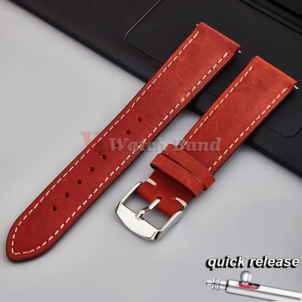 14/16/18/20/22/24mm Quick Release Watch Band MenWomen Watchband Genuine Leather Watch Strap Replacement Belt Vintage Brown Strap