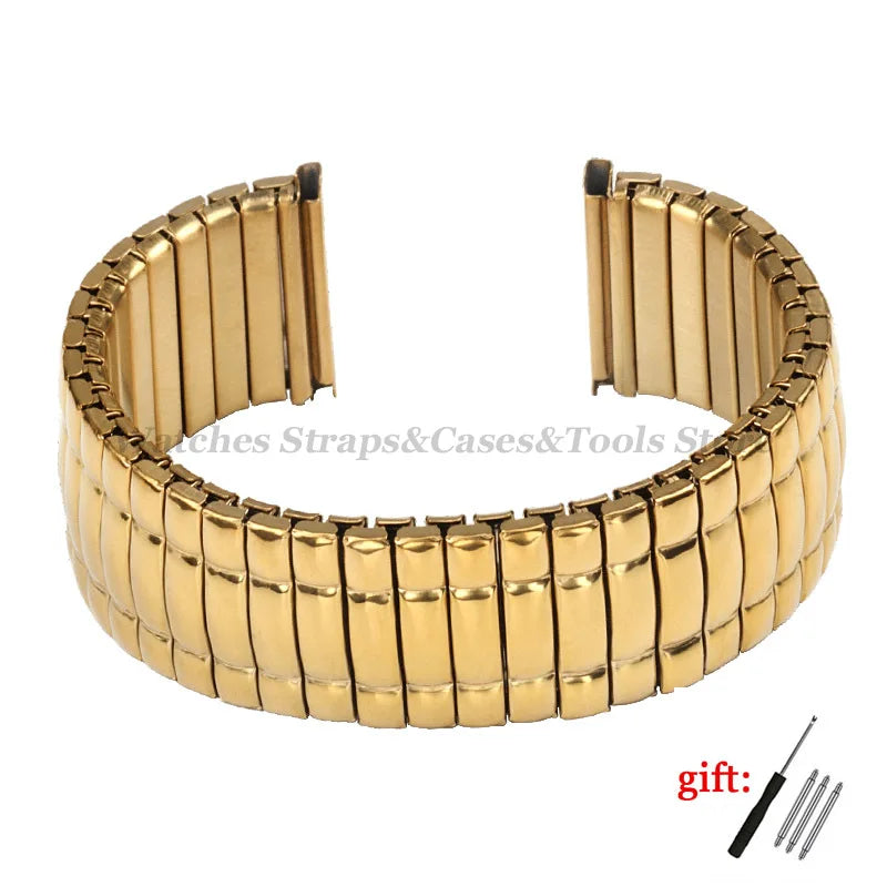 12mm 14mm 16mm 18mm 20mm Stretch Expansion Stainless Steel Watch Band Strap Metal Elastic Belt Accessories Men Women Bracelets