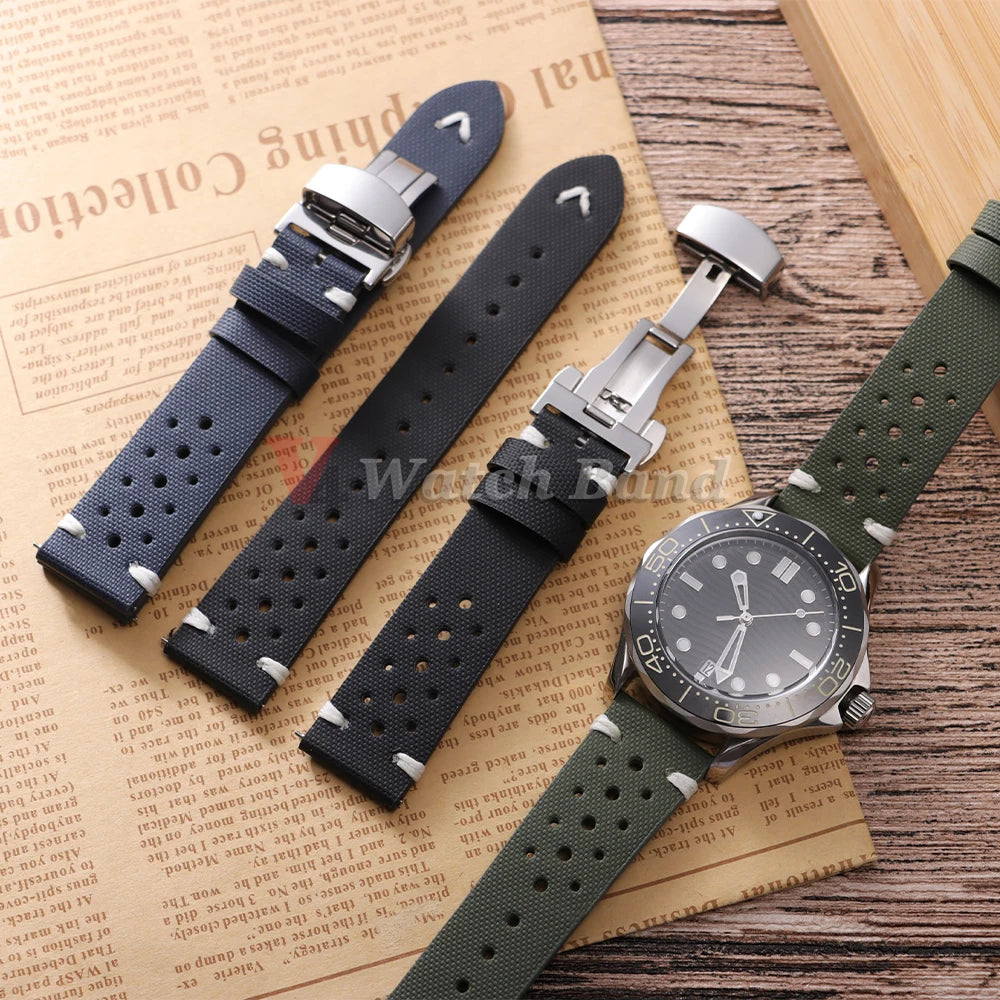 Quick Release Nylon Sailcloth Watch Strap 18mm 20mm 22mm Bracelet with Butterfly Buckle Band for Omega for Seiko Watchband
