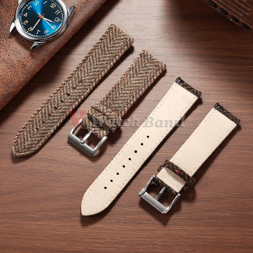 Quick Release Weave Bracelet for Omega for Seiko Vintage Genuine Cowhide Tweed Nylon Strap 18mm 20mm 22mm Smartwatch Watch Band