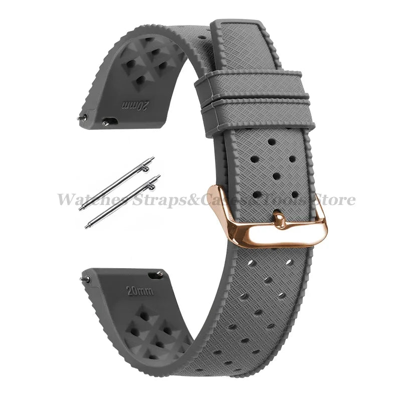 Tropic Silicone Watch Strap 18/20mm 22mm for Seiko for Fossil for Oris Wrist Band Quick Release Soft Rubber Bracelet Replacement