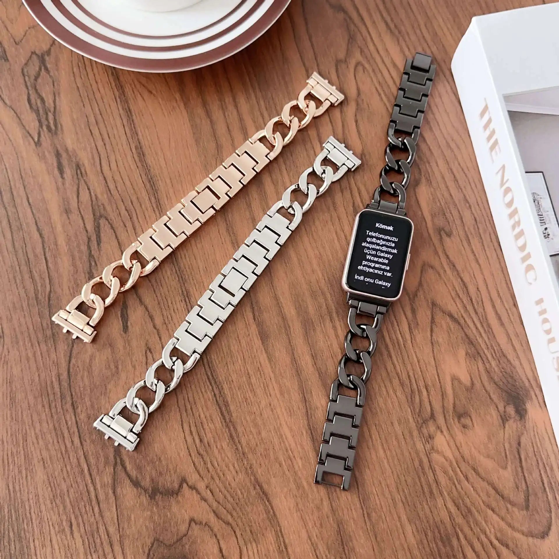 Stainless Steel Strap For Samsung Galaxy Fit 3 Metal Chain Band For Samsung Galaxy Fit 3 SM-R390 Cowboy Watchband Accessories