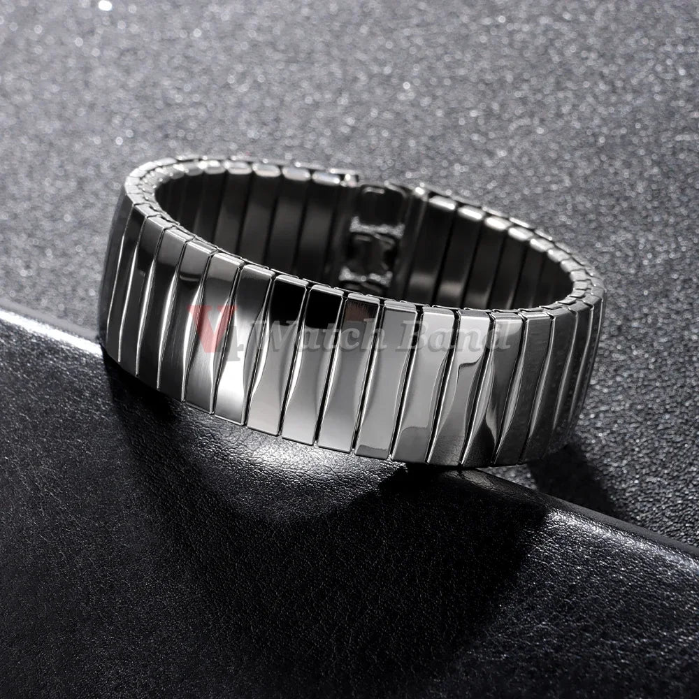 17mm 20mm Elastic Metal Watch Band for Swatch Watch Strap Stretch Expansion Stainless Wrist Strap Men Women Bracelet Accessories