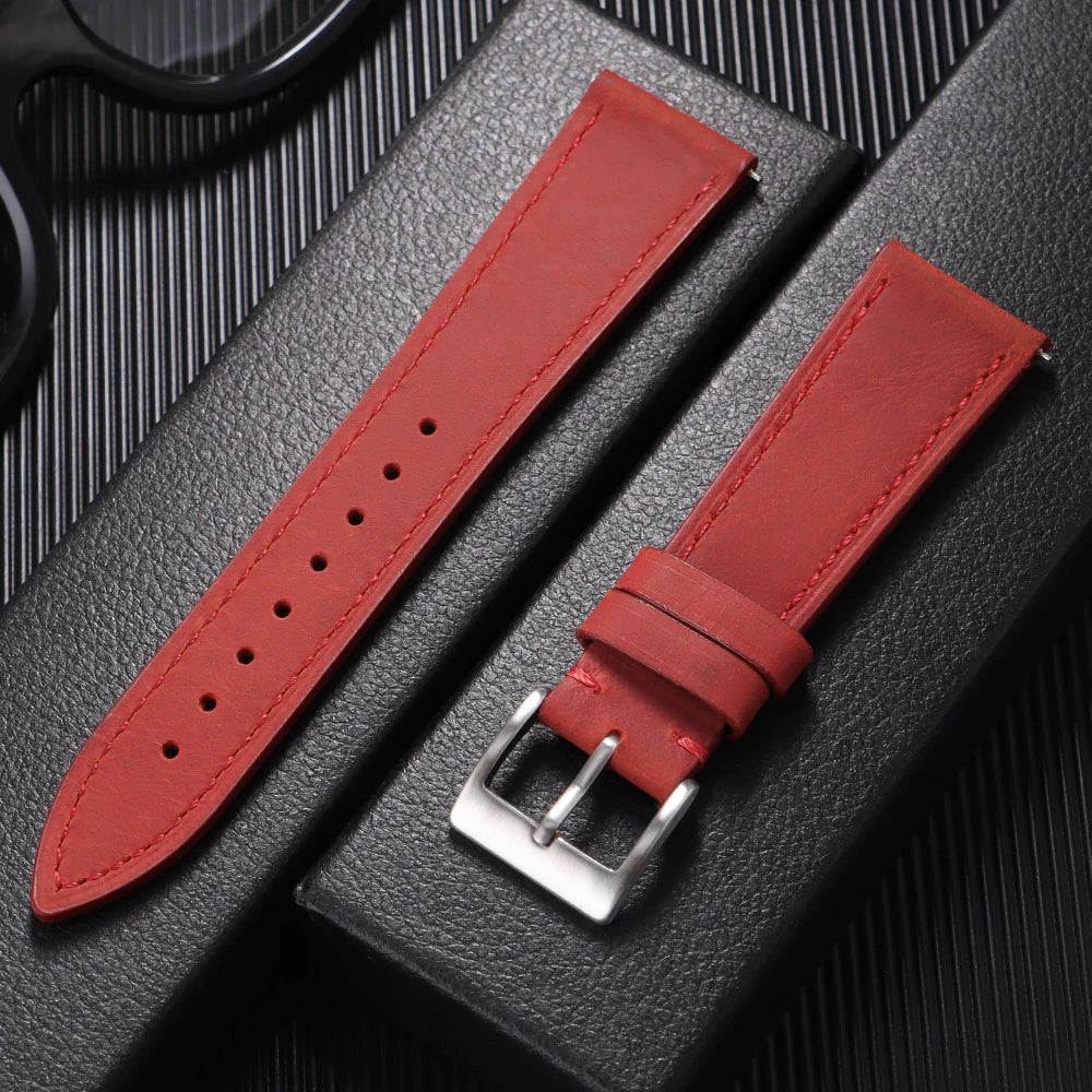 19mm 21mm Genuine Cowhide Leather Watchband for Omega Business Belt for Seiko 18mm 20mm 22mm 24mm Dark Brown Green Watch Straps