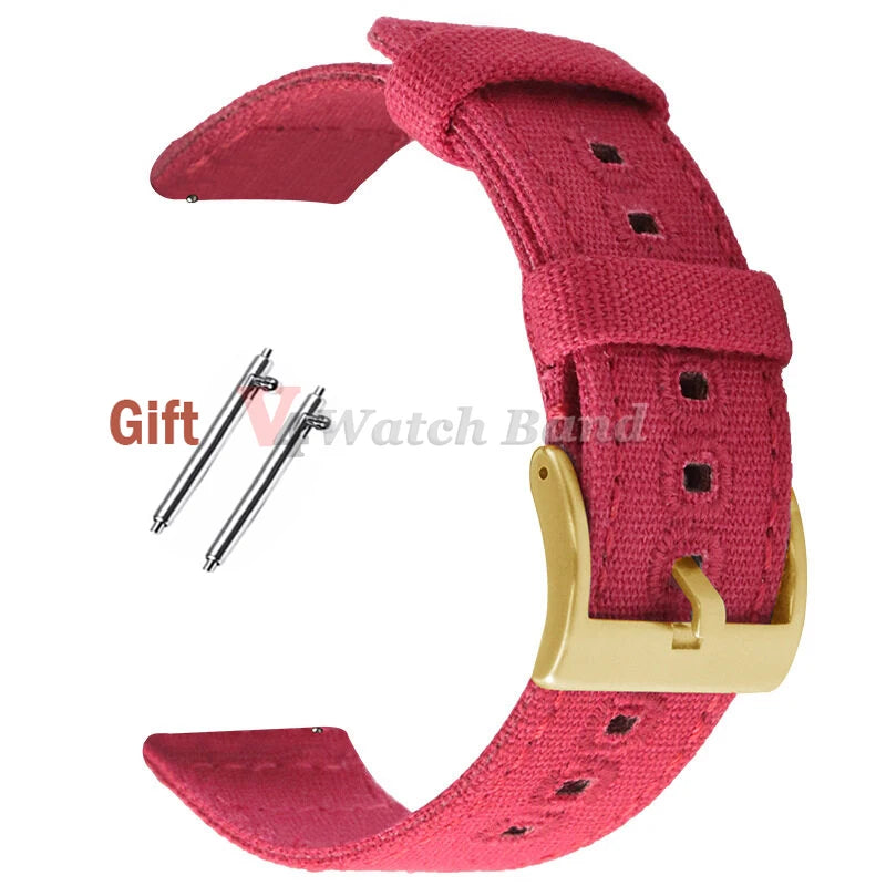 Quick Release Bracelet for Huawei Strap18mm 20mm 22mm Braided Canvas Watch Band for Samsung Galaxy 3/4 40mm 44mm Classic 46/42mm