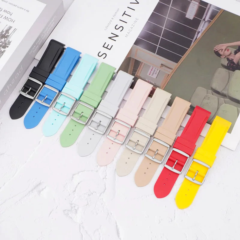 Curved End Rubber Watchband 20mm for Omega for Moonswatch Men Women Waterproof Sports Watch Strap Band For Brand Watches