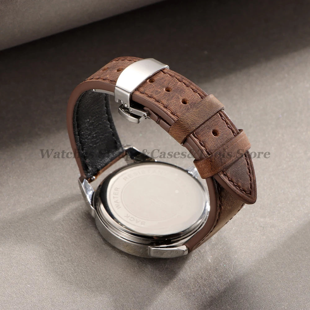 Crazy Horse Leather Watch Strap 18mm 19mm 20mm 21mm 22mm 24mm Butterfly Buckle Stitching Cowhide Strap for Seiko for Omega Belts