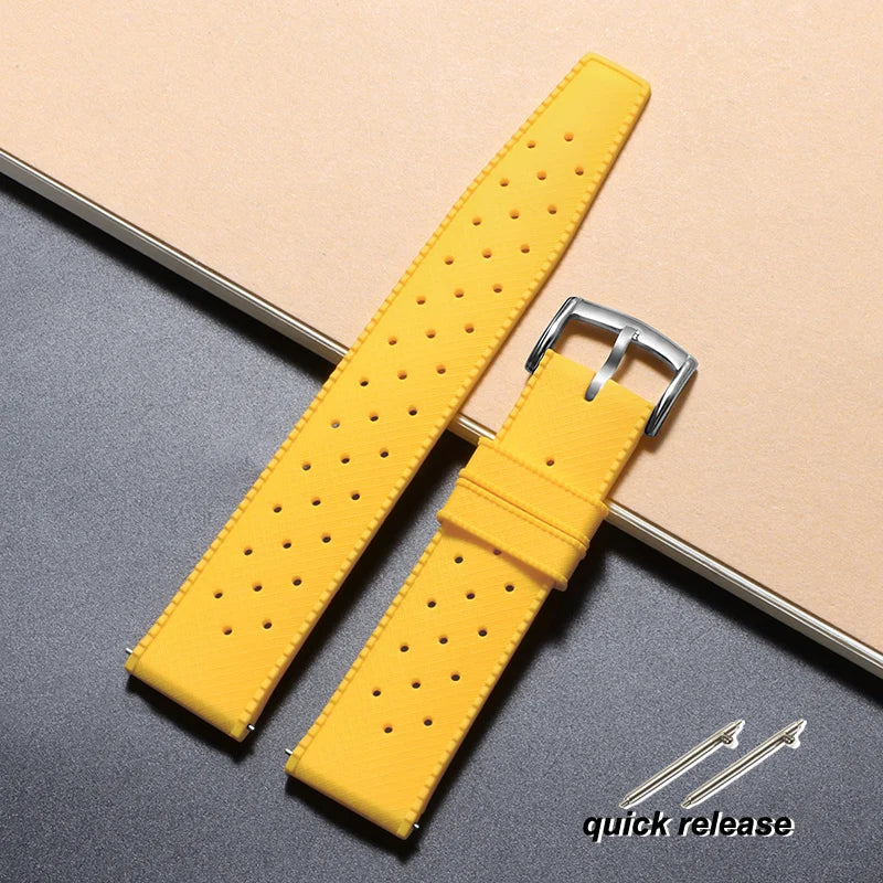 20mm 22mm Tropic Silicone Watch Strap for Seiko for Fossil Wrist Band for Oris Quick Release Rubber Bracelet Replacement