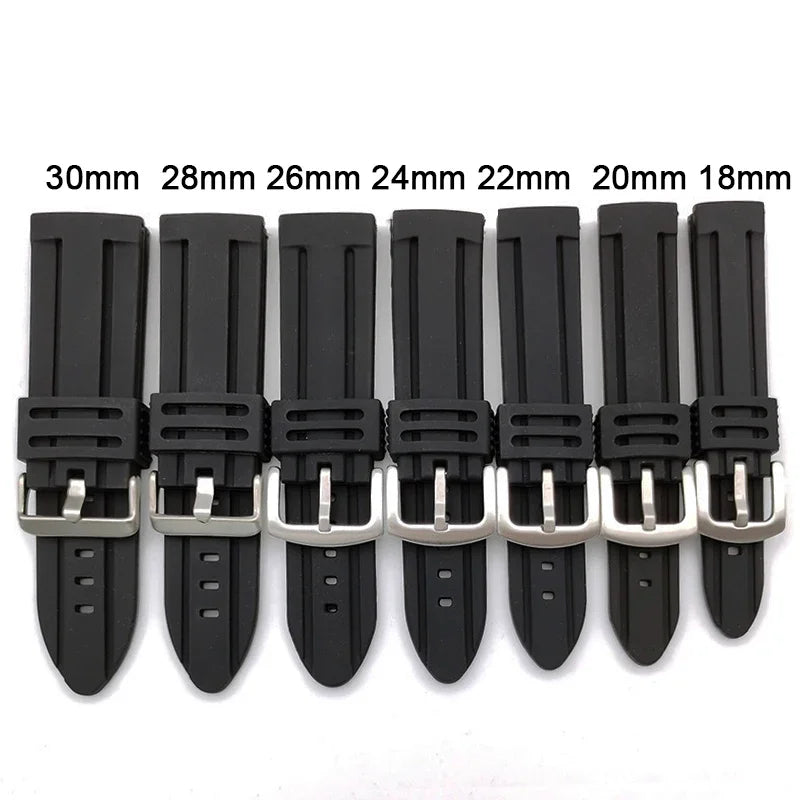 28mm 30mm Sport Watchband Big Width Soft Diving Waterproof Silicone Wristbelt Rubber Watch Strap 18 20mm 22mm 24mm 26mm Bracelet