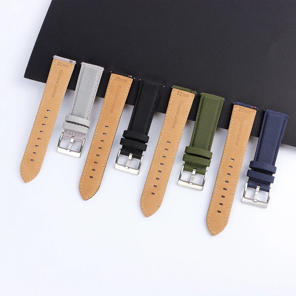 Nylon Leather Watch Strap for Seiko 22mm 20mm for Omega Belt for Casio Quick Release Watchband for Samsung Galaxy Watch 42/46mm
