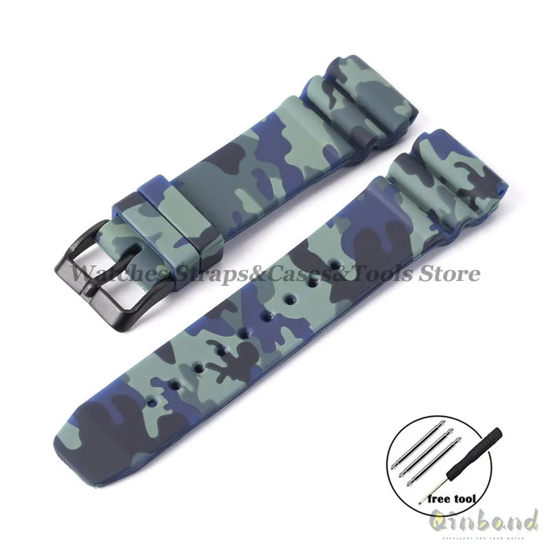Soft Silicone Watch Band 22mm for Seiko for Rolex Waterproof Camouflage Rubber Watch Strap Bracelet Sport Watch Replacement Belt