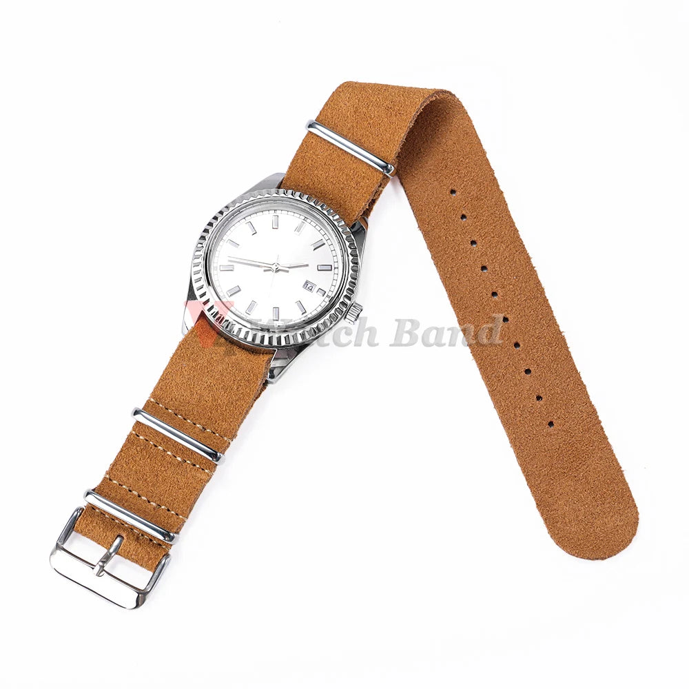 20mm 22mm Wrist Bracelet for Seiko Vintage Soft Suede Genuine Cowhide Watchband for Omega Strap for Samsung Galaxy Watch 4/5/6/7