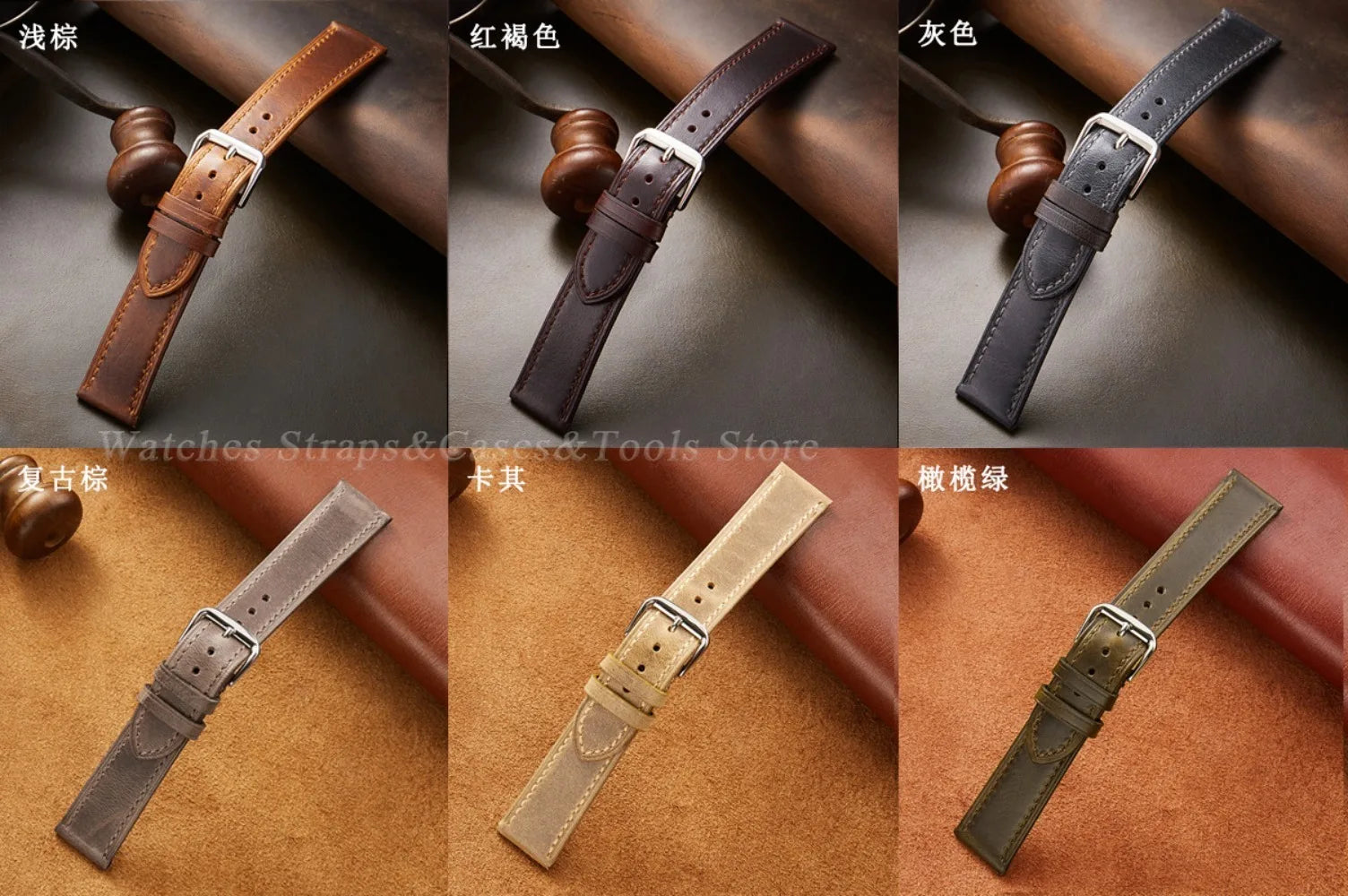 Vintage Genuine Leather Watchband Soft Cowhide Oil Wax Watch Strap for Omega 18mm 20mm 21mm 22mm for Huawei Watch Gt3/Gt4 Belt
