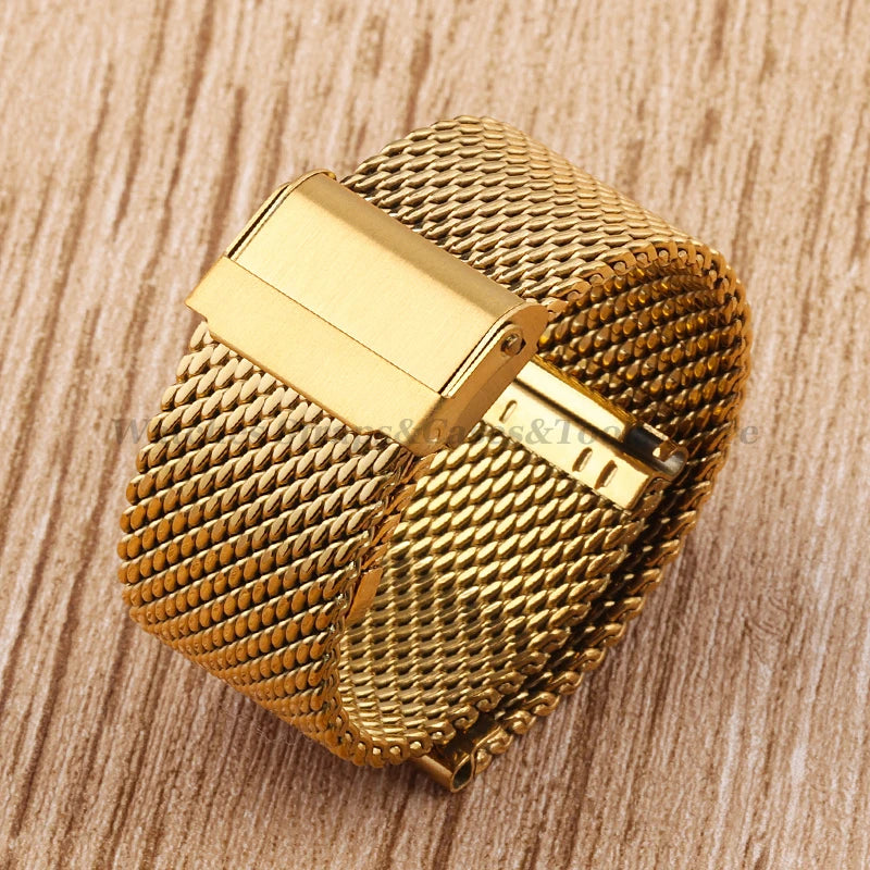 1.0mm Milanese Mesh Watch Band 3mm Thick Shark Mesh Strap Stainless Steel Quick Release Bracelet Folding Buckle18/20mm 22mm 24mm