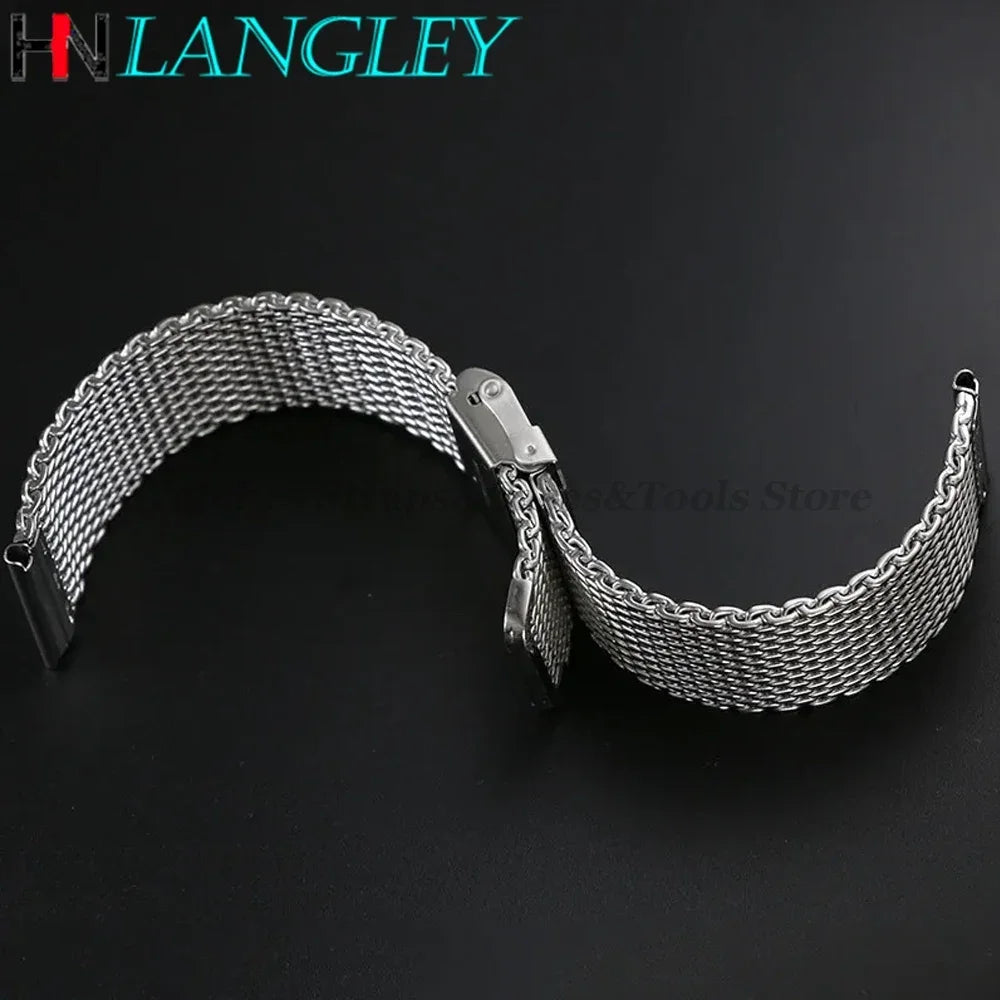 0.6mm 1.0mm Milanese Mesh Watchband 18mm 20mm 22mm 24mm Stainless Steel Bracelet 3mm Thick Strap Heavy Wristband with free tool