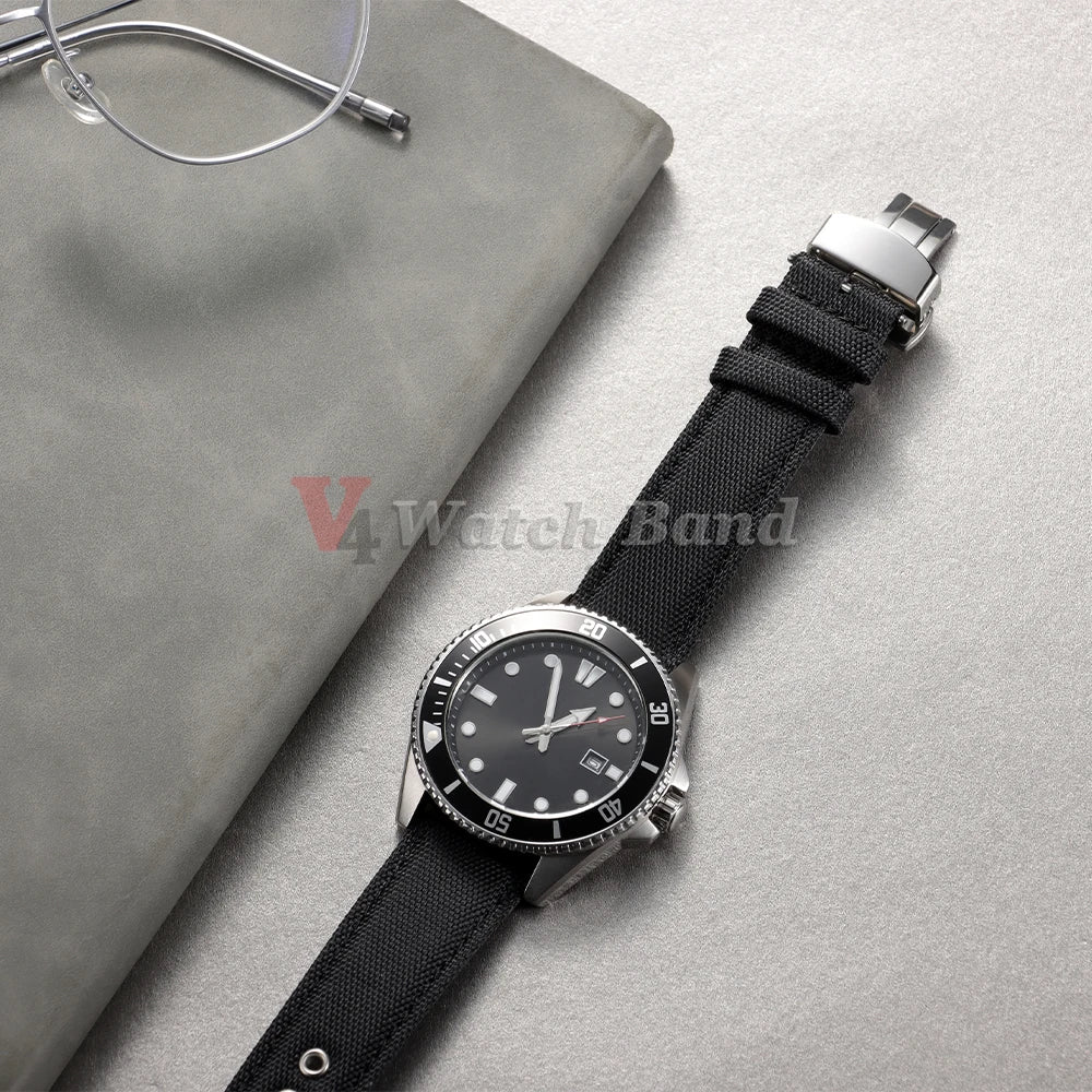 22mm High Quality Waterproof Sailcloth Watch Strap Two-Sided Nylon Cowhide Watchband Quick Release Band Sport Wrist Belt for Men