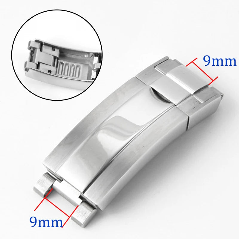 Watch Band Clasp 9x9mm for Rolex Stainless Steel Fine-tuning Pull Button Watch Buckle for DAYTONA SUBMARINER GMT Yacht-Master