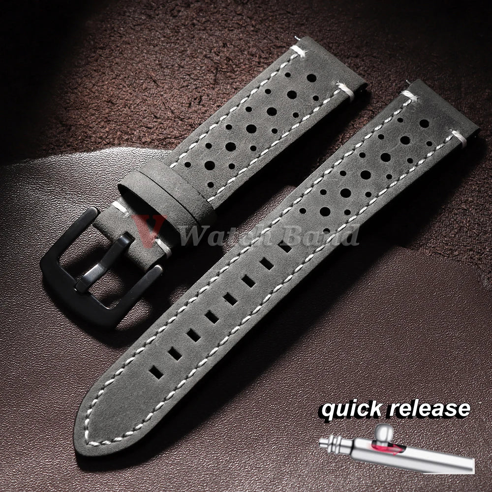 Genuine Cowhide Leather Strap for Samsung Galaxy Watch 8 7 6 5 4 3 Soft Breathable Retro Wristband 18mm 19mm 20mm 21mm 22mm 24mm