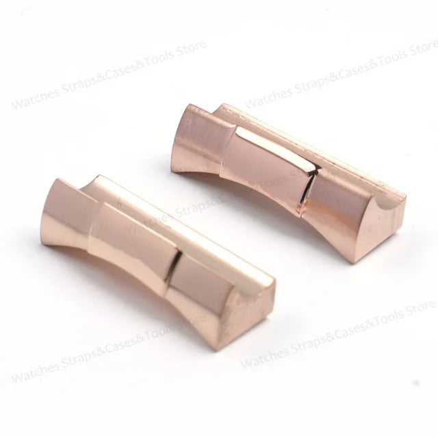 20mm Curved End Link Endlink For Rolex Watchband For Submariner Watch Band Rubber Leather Strap Metal Seamless Connection 2pcs
