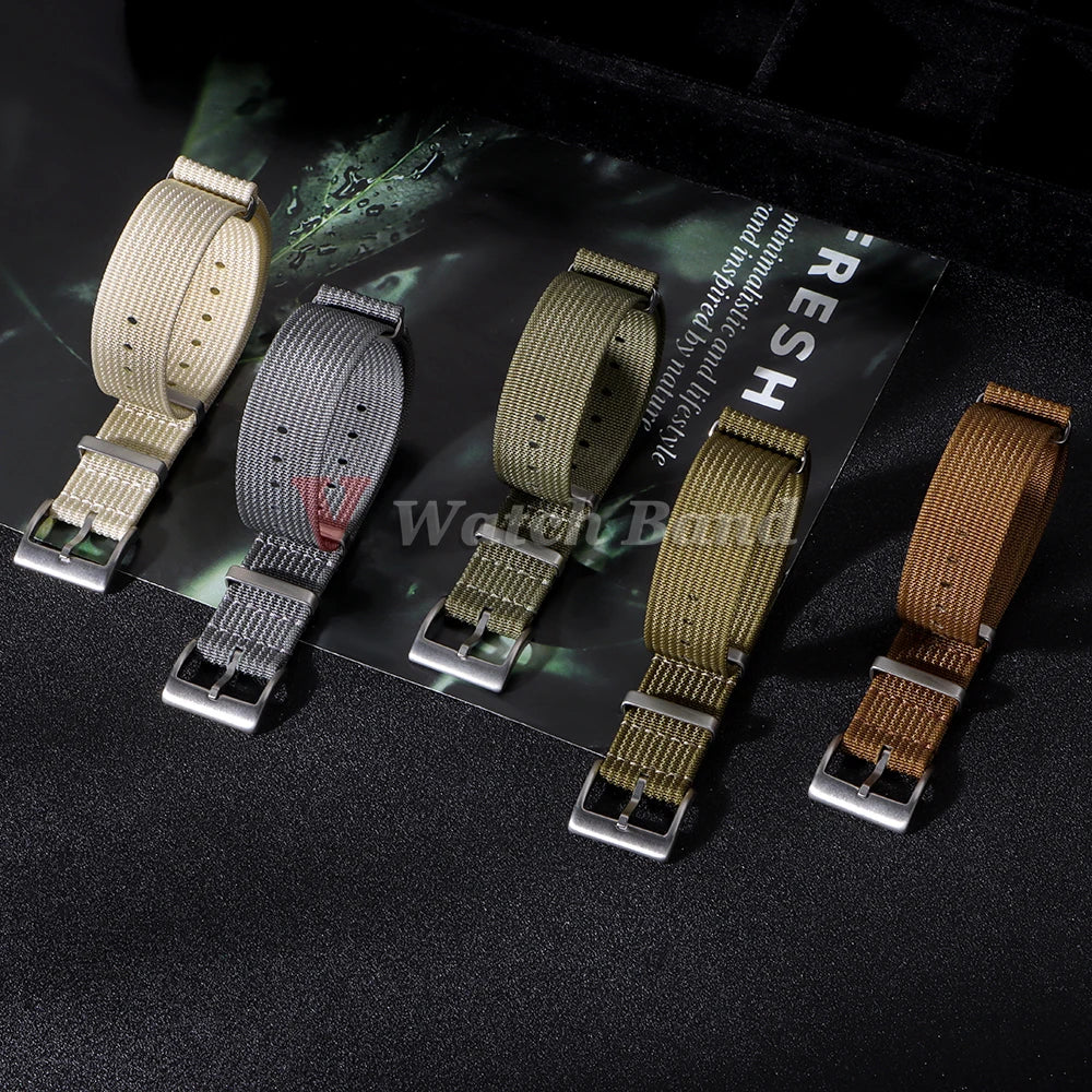 Ribbed Nylon Watch Band  for Seiko 18mm 20mm 22mm Comfortable Watch Straps Loop Military Washable Blet for Rolex Men Watchbands