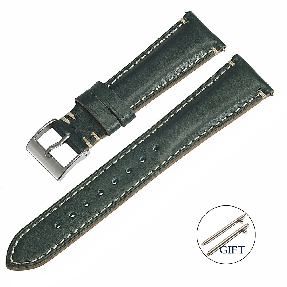 Retro Cowhide Watch Strap for Seiko for Casio 20mm 22mm 24mm Watch Accessories Men Women Red Wrist Belt Bracelet