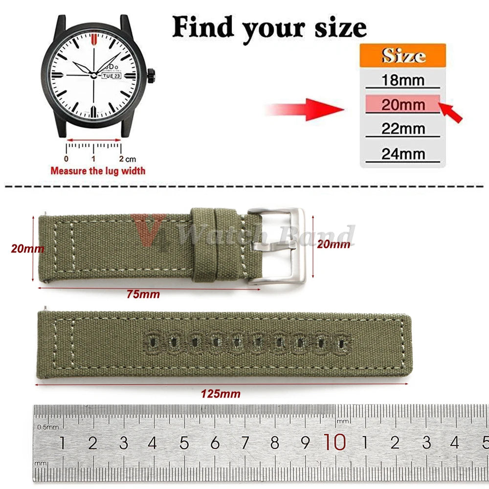 18mm 20mm 22mm Nylon Canvas Watch Band Woven Soft Belt Universal Bracelet for Men Women Sport Quick Release Wrist Band