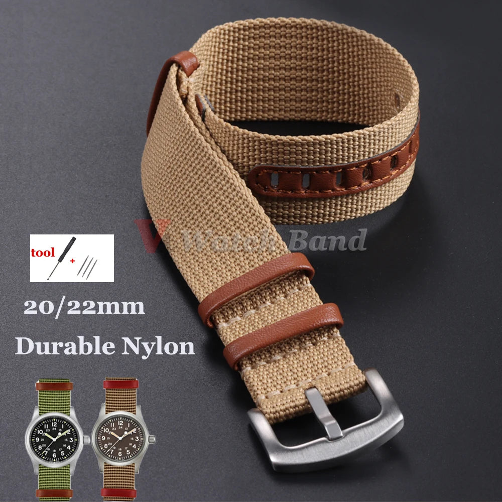 Canvas Durable Nylon Patch Leather Straps for Rolex Watchband for Omega Watch Bracelet for Seiko Replacement Wristband 20mm 22mm