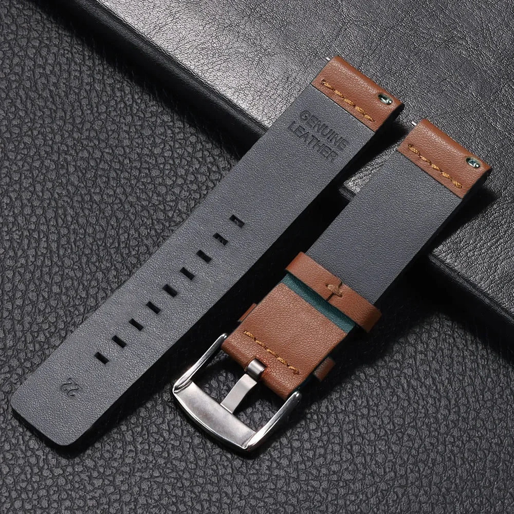 Strap for Samsung Galaxy Watch 6 5 4 45 40 44 42 46mm Universal Wrist Strap Genuine Leather Watchband 18mm 20mm 22mm 24mm