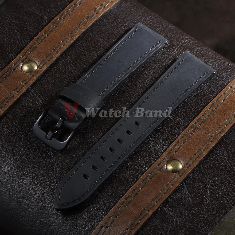 18mm 20mm 22mm 24mm Genuine Cowhide Leather Strap for Samsung Galaxy Watch 6 5 4 Soft Matte Retro Wristband for Seiko Bracelet