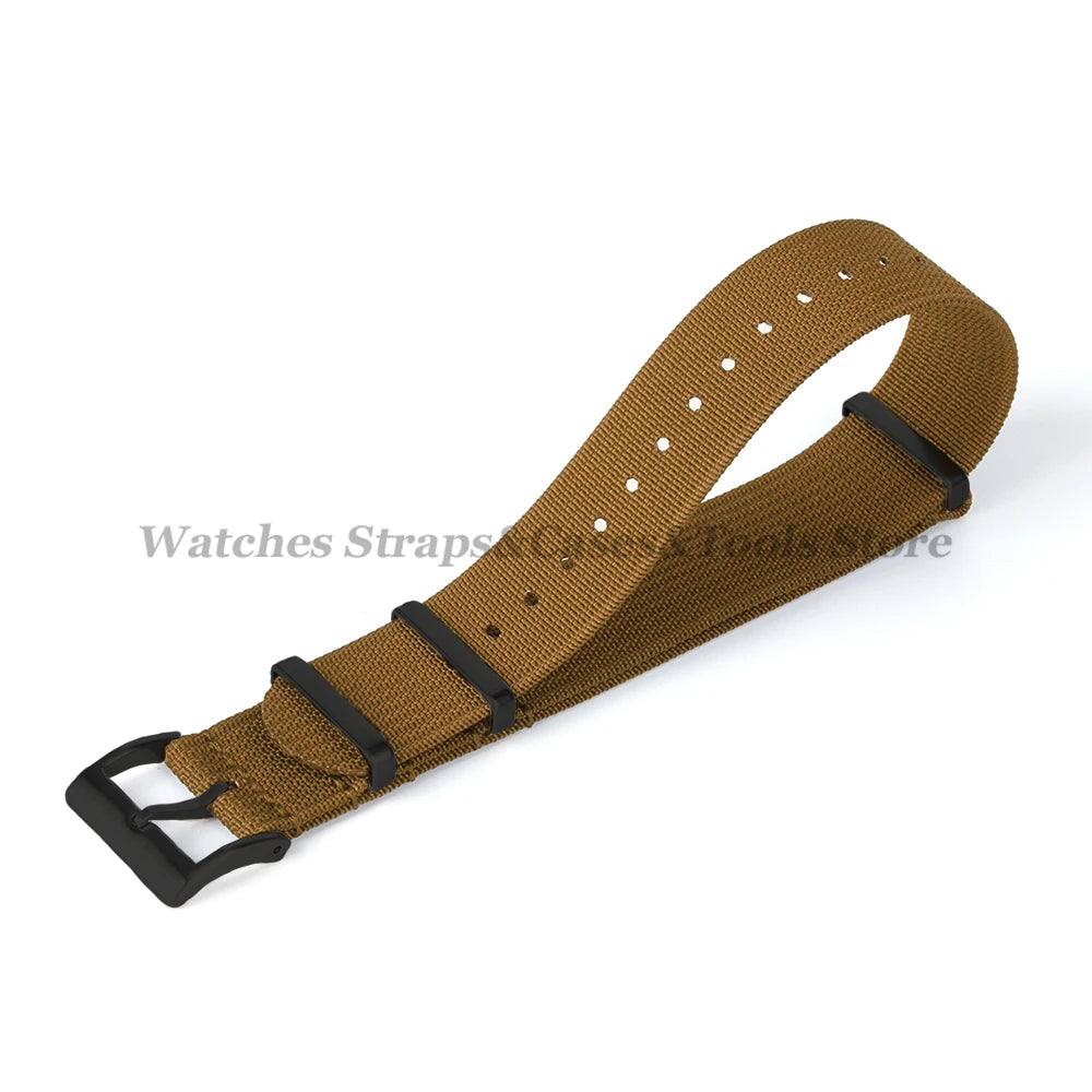New Ribbed Nylon Strap 20mm 22mm for Seiko Military Fabric Braid Ballistic Watchband for Samsung Galxy Watch3/4/5/6 Black Buckle