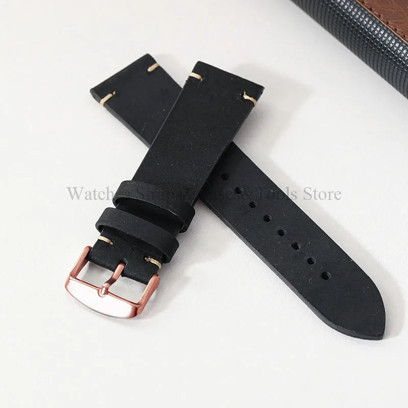 Crazy Horse Leather Retro Watchband 18mm 20mm 21mm 22mm for Seiko for Rolex Men Women Bracelet for Samsung Galaxy Watch 3/4/5/6