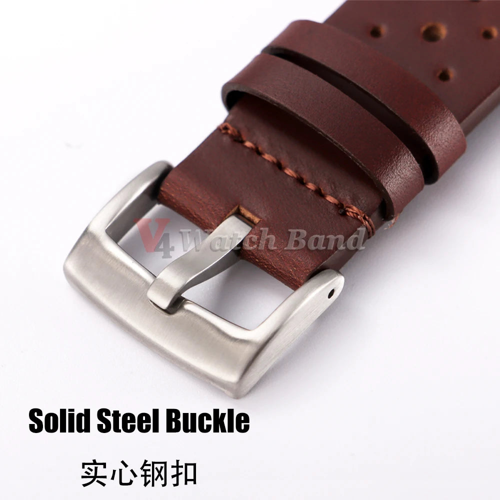20mm 22mm Universal Genuine Cowhide Watch Band Solid Steel Buckle Vintage Strap for Men Women Breathable Bracelet Belt Accessory