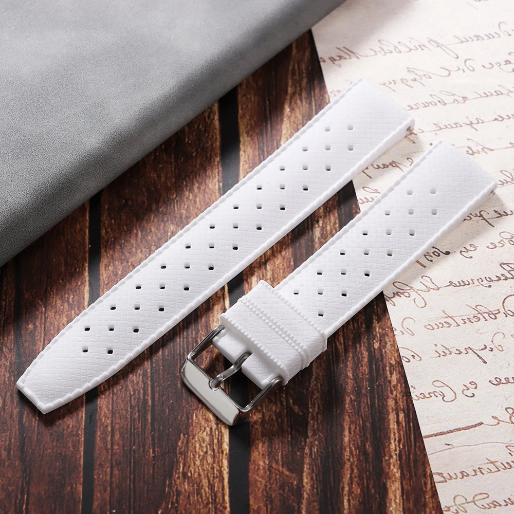 Premium Grade Tropical Rubber Watch Strap 20mm 22mm for Seiko SRP7J1 Watch Bands Diving Waterproof Strap Flat Universal Bands