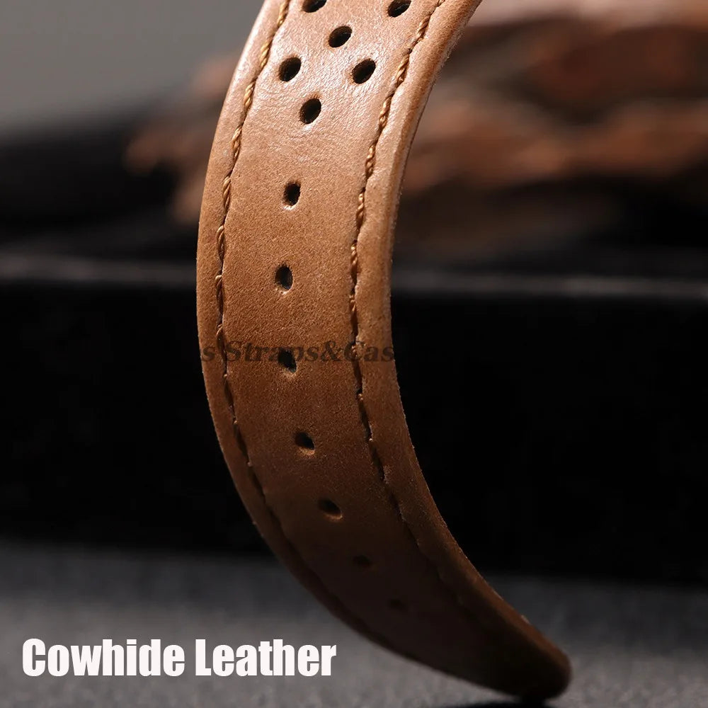 Genuine Calfskin Leather Watchband for Omega Business Wrist Band for Seiko 22mm 20mm 18mm Butterfly Buckle Breathable Men Straps