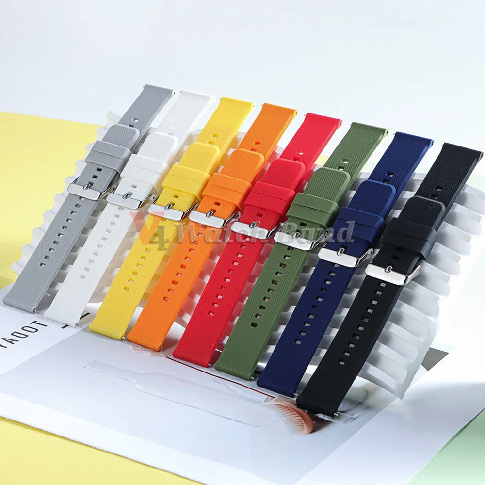 18mm 19mm 20mm 21mm 22mm Watch Band for Samsung Galaxy3 4 5 Quick Release Silicone Strap for Huawei GT2/GT3 Smart Watch Bracelet