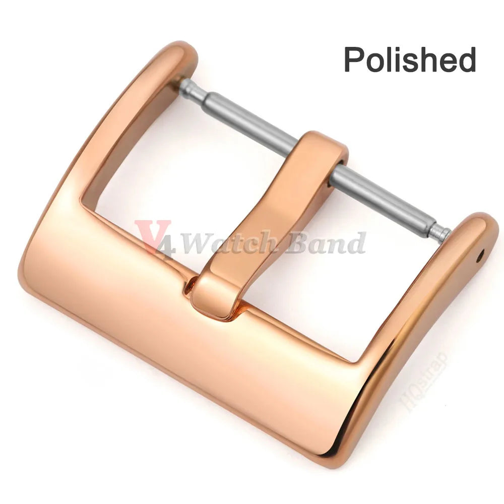 Matte Polished Clasp Watch Band Metal Buckle 16 18 20 22 24mm Silver Black Gold Steel Buckle Strap Solid Square Button for Seiko