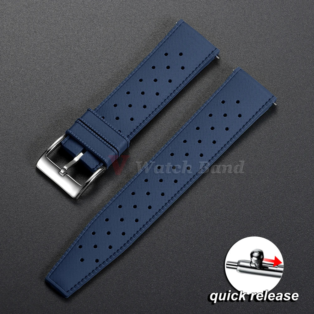Quick Release Tropical Rubber Watch Strap 18mm 20mm 22mm for Seiko for Omega for Rolex Perfect Fit Flat End Universal Watchbands