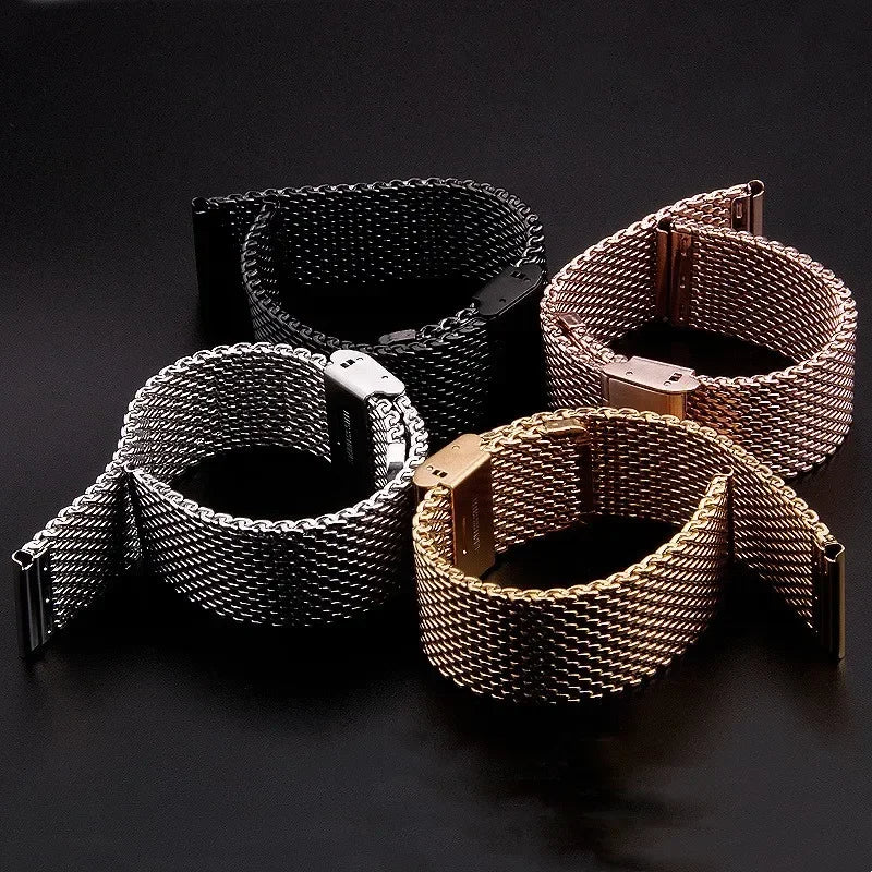 1.0 Mesh Milanese Watch Strap QuickRelease Stainless Steel Bracelet 3mm Thickness for DW for Omega Wristband 18mm 20mm 22mm 24mm
