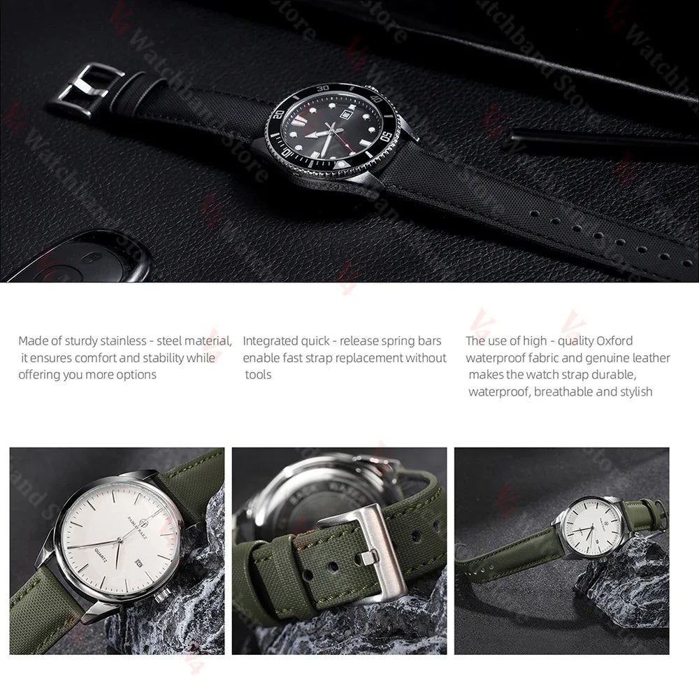 18mm 20mm 22mm Nylon Quick Release Waterproof Watch Bands Sailcloth Straps for Omega for Blancpain for Seiko Divers Men Women