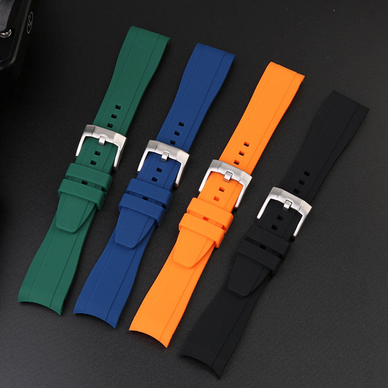 For Seiko ForCitizen Curved End Silicone Strap for Rolex Arc Rubber Watch Band for Swatch for Omega Joint Model Bracelet 20/22mm