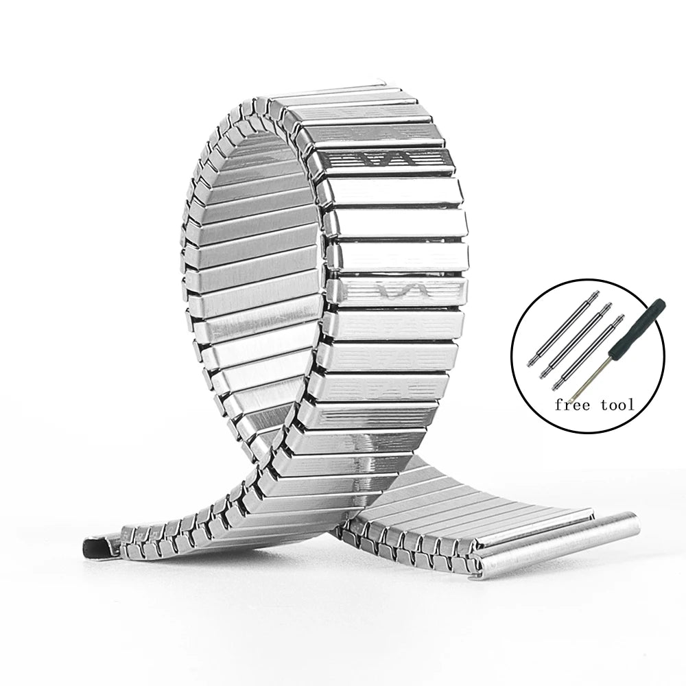 Metal Elastic Watch Band Stainless Steel Watch Bracelet 12/14/16/18/20mm Stretch Expansion Retractable Band Universal Watchband