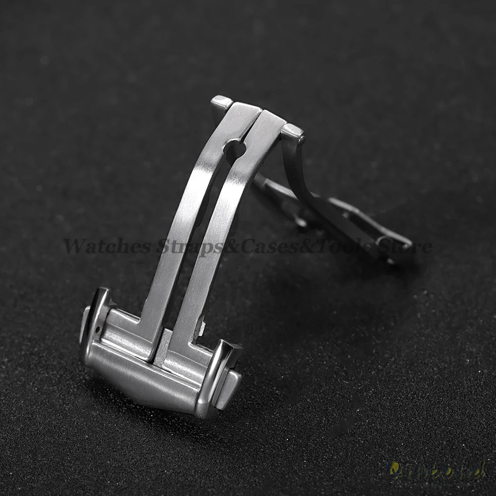 Stainless Steel Watch Buckle Double Press Folding Buckle 18mm 20mm for Omega Matte Deployment Clasps Brushed  Button Accessories