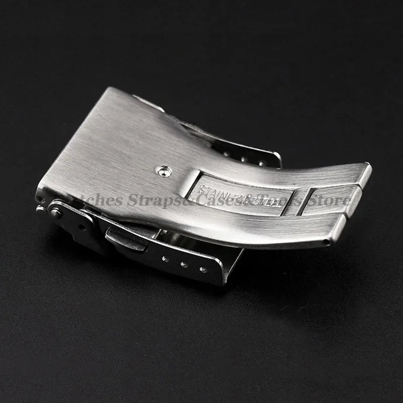 Solid Watch Buckle for Seiko Diving Style Stainless Steel Watch Clasp 18mm 20mm 22mm 24mm Metal Folding Button Watch Accessories